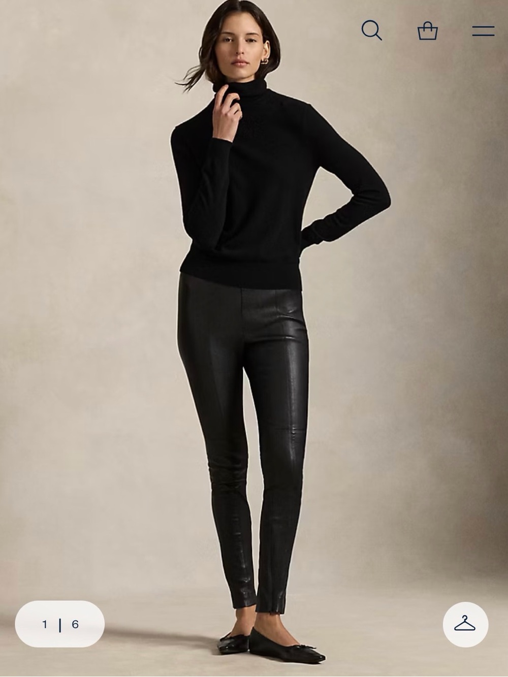 Polo Ralph Lauren Black Lamb Leather leggings with an ankle zipper